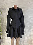 Жіночий комплект із вовни зі спідницею та сорочкою вільного крою стильний повсякденний костюм, розміри 42, 44, 46, фото 5