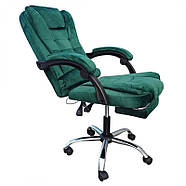 Офісне велюрове крісло з масажною подушкою та підніжкою BOSS KO22VEL PREMIUM Зелене комп'ютерне крісло, фото 4