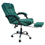 Офісне велюрове крісло з масажною подушкою та підніжкою BOSS KO22VEL PREMIUM Зелене комп'ютерне крісло, фото 5