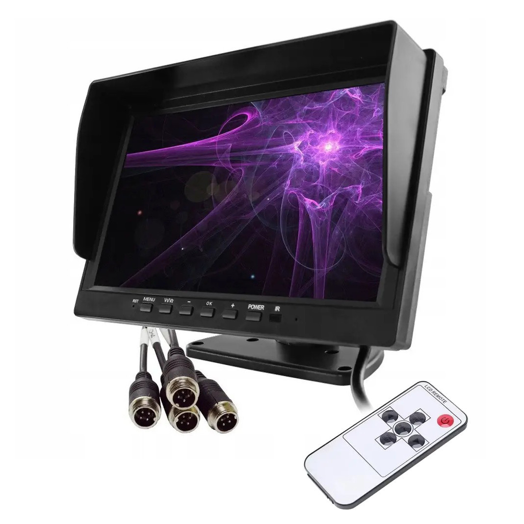 Монітор для спецтехніки та габаритного транспорту 10 дюймів 4-х канальний На ніжці Пульт