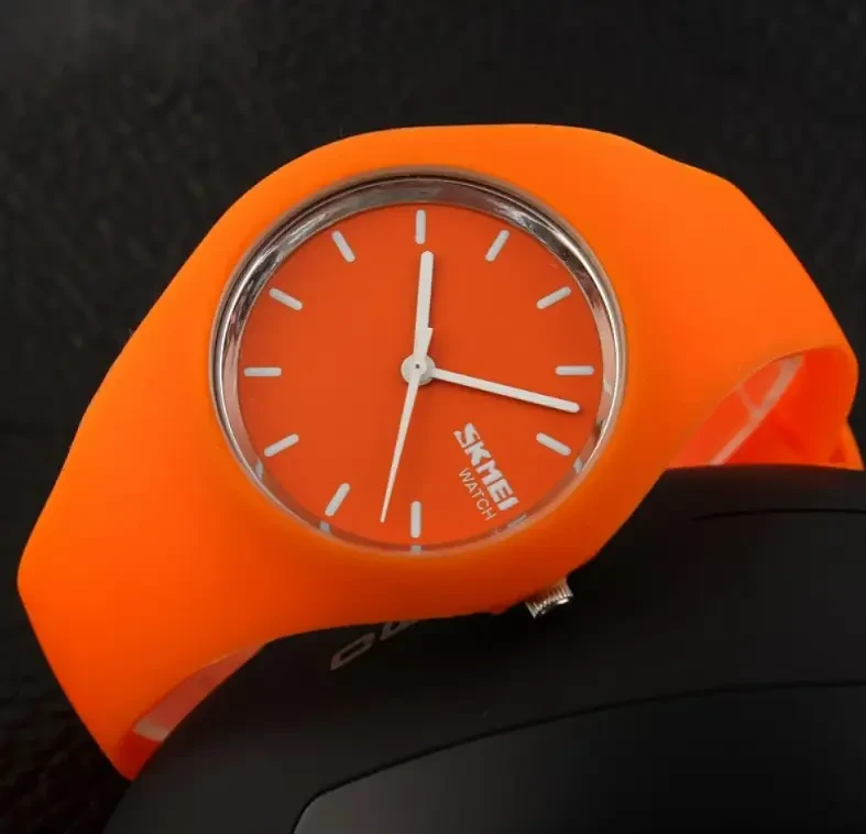 Жіночий годинник Skmei 9068OG Orange | Наручний кварцовий годинник з помаранчевим ремінцем, стильний аксесуар для жінок, фото 1