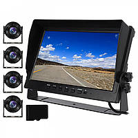Монітор для спецтехніки та габаритного транспорту 10 дюймів 4-х канальний Кронштейн Камери Карта пам'яті
