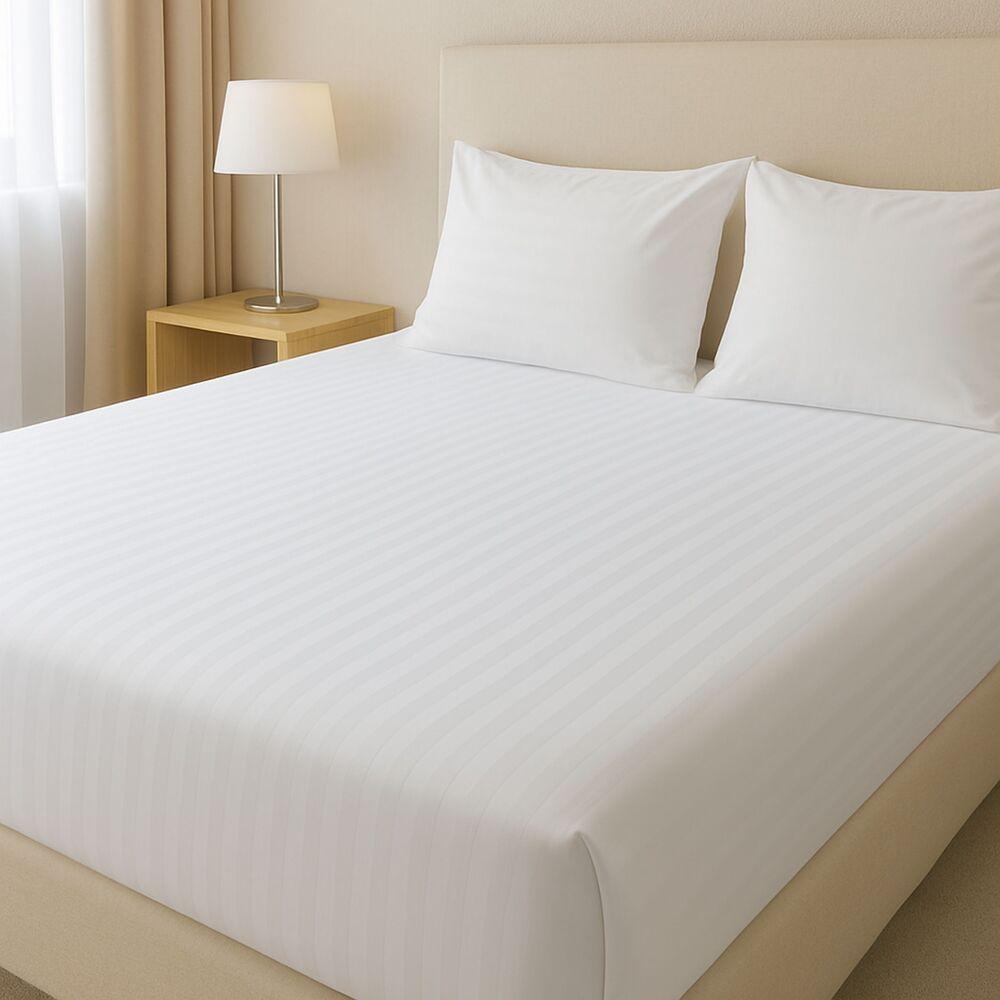 Простирадло полуторне 145х210 см IDEIA сатин білий в смужку, натуральна тканина бавовна, фото 1