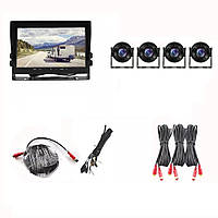 Монітор для спецтехніки та габаритного транспорту 10 дюймів 4-х канальний Кронштейн Камери