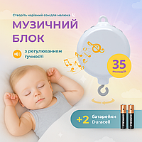 Музичний блок для мобіля на 35 мелодій + 2 батарейки Duracell