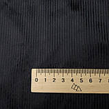 Вельвет стрейч бавовняний шліфований чорний рубчик2мм на темно-коричневій основі, фото 2
