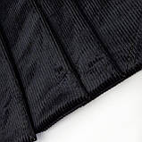 Вельвет стрейч бавовняний шліфований чорний рубчик2мм на темно-коричневій основі, фото 6