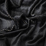 Вельвет стрейч бавовняний шліфований чорний рубчик2мм на темно-коричневій основі, фото 4