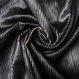 Вельвет стрейч бавовняний шліфований чорний рубчик2мм на темно-коричневій основі, фото 5