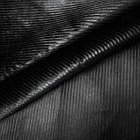 Вельвет стрейч бавовняний шліфований чорний рубчик2мм на темно-коричневій основі, фото 3