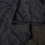 Вельвет стрейч бавовняний шліфований чорний рубчик2мм на темно-коричневій основі, фото 7