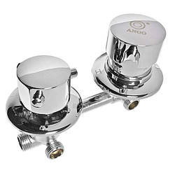 Змішувач для душової кабіни Ango BY-1020 відстань 80 мм 3 виходи хром латунь