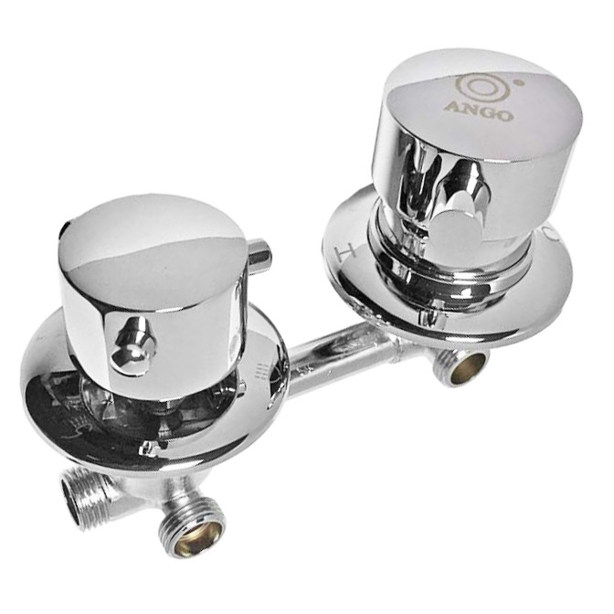 Змішувач для душової кабіни Ango BY-1020 відстань 80 мм 3 виходи хром латунь, фото 1