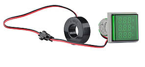 Світлосигнальна арматура з індикатором напруги (АС), струму та частоти серії U-ADM-VAHz ᴓ22мм, квадратна,