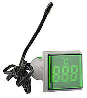 Світлосигнальна арматура з індикатором температури серії U-ADM-T ᴓ22мм, квадратна, зелена