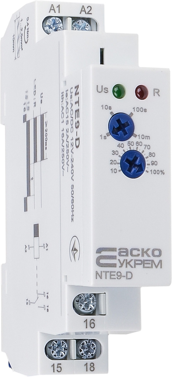 Реле часу затримки вимкнення без джерела живлення NTE9-D AC/DC 12-240V