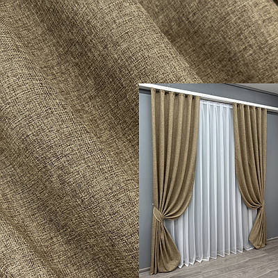 Комплект штор (2шт. 1х2,75м.) колекція "Льон Мішковина". Колір мигдальний. Код 1768ш 31-849