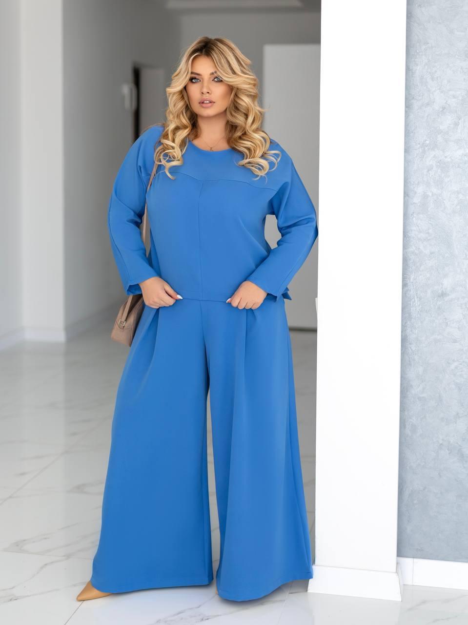 Елегантний костюм з широкими штанами в кольорах 9909, фото 1