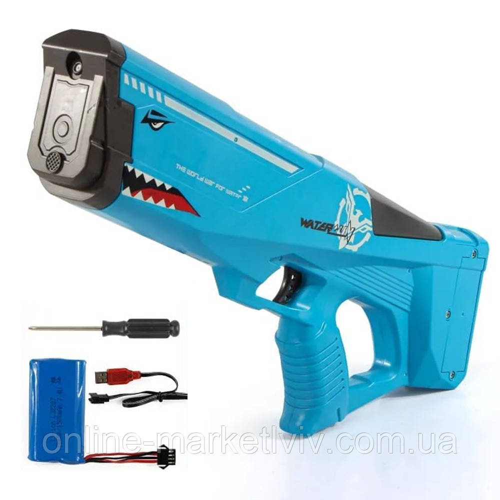 Водяний пістолет дитячий від USB, Shark Water Gun / Водяний пістолет для дітей / Акумуляторний водяний бластер, фото 1