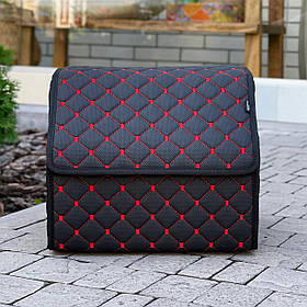 Органайзер у багажник з екошкіри, чорний з червоною ниткою, 35 см, сумка-органайзер в авто