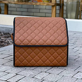 Органайзер у багажник з екошкіри, коньячний, 35 см, складаний органайзер у багажник