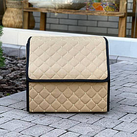 Органайзер в багажник з екошкіри, бежевий, 35 см, сумка-органайзер в авто