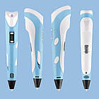 Набір 3D-ручка з трафаретами та планшетом, від мережі, 3DPEN-6, Синій / Дитяча 3д ручка / Набір для творчості, фото 3