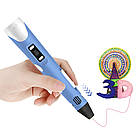 Набір 3D-ручка з трафаретами та планшетом, від мережі, 3DPEN-6, Синій / Дитяча 3д ручка / Набір для творчості, фото 6