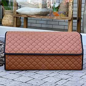 Органайзер у багажник з екошкіри, коричневий, 65 см, складаний органайзер у багажник