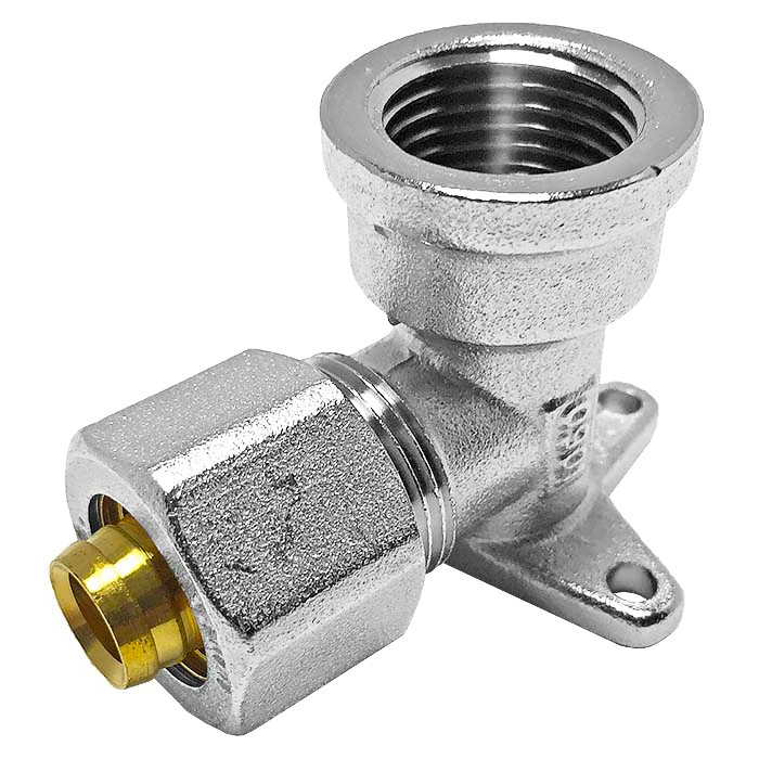 Згін американка кутовий монтажний для металопластикових труб Valve J.G. АВ 16 х 1/2 з проточкою латунь, фото 1