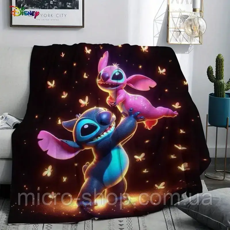 Плюшевий плед ковдра покривало Ліло та Стіч Lilo & Stitch 150х200 см, фото 1