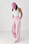 Літні штани на гумці вільного крою — рожевий колір, S (є розміри), фото 3