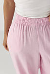 Літні штани на гумці вільного крою — рожевий колір, S (є розміри), фото 4
