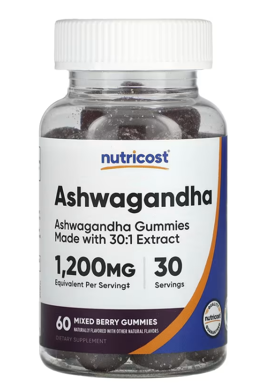 Екстракт кореня ашвагандхи Nutricost Ashwagandha Gummies 600 мг  60 жув. цукерок (ягоди)