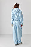 Спортивний костюм із прямими штанами та укороченим худі — блакитний колір, ONE SIZE (є розміри), фото 2