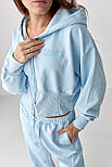 Спортивний костюм із прямими штанами та укороченим худі — блакитний колір, ONE SIZE (є розміри), фото 4