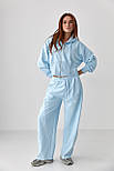 Спортивний костюм із прямими штанами та укороченим худі — блакитний колір, ONE SIZE (є розміри), фото 5