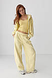 Спортивний костюм з прямими штанами та укороченим худі — лимонний колір, ONE SIZE (є розміри), фото 4