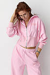 Спортивний костюм із прямими штанами та укороченим худі — рожевий колір, ONE SIZE (є розміри), фото 3