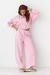 Спортивний костюм із прямими штанами та укороченим худі — рожевий колір, ONE SIZE (є розміри), фото 5