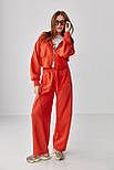 Спортивний костюм з прямими штанами та укороченим худі — теракотовий колір, ONE SIZE (є розміри), фото 5
