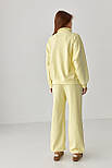 Вільний спортивний костюм зі світшотом на блискавці та прямими штанами — лимонний колір, ONE SIZE (є розміри), фото 2