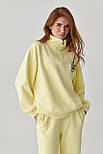 Вільний спортивний костюм зі світшотом на блискавці та прямими штанами — лимонний колір, ONE SIZE (є розміри), фото 3