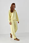 Вільний спортивний костюм зі світшотом на блискавці та прямими штанами — лимонний колір, ONE SIZE (є розміри), фото 5
