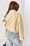 Укорочена куртка-бомбер із м'якої екошкіри — кремовий колір, ONE SIZE (є розміри), фото 2