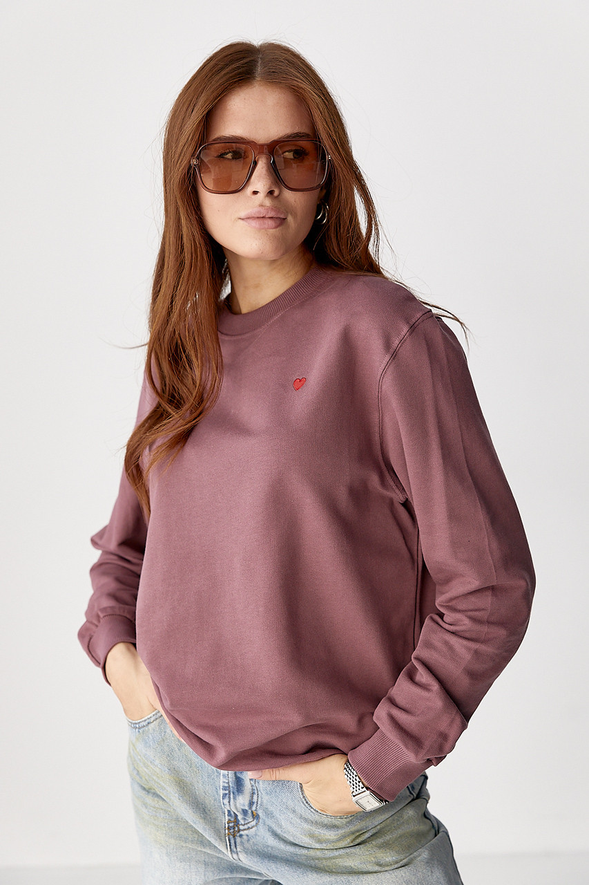 Однотонний світшот із сердечком — бордо-колір, S (є розміри), фото 1