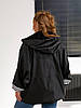 Жіноча ветровка з еко-шкіри з капюшоном, фото 4