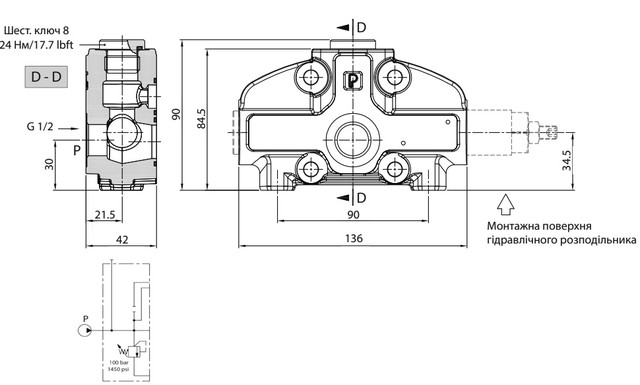 розміри передньої кришки 80L GS