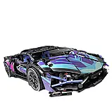 Конструктор Cyberpunk Lambo Purple 1288pcs спортивна модель з підсвіткою, фото 10