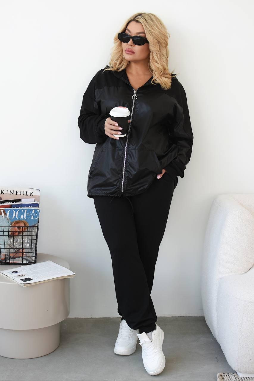 Спортивний костюм жіночий зі вставками плащової тканини, фото 1